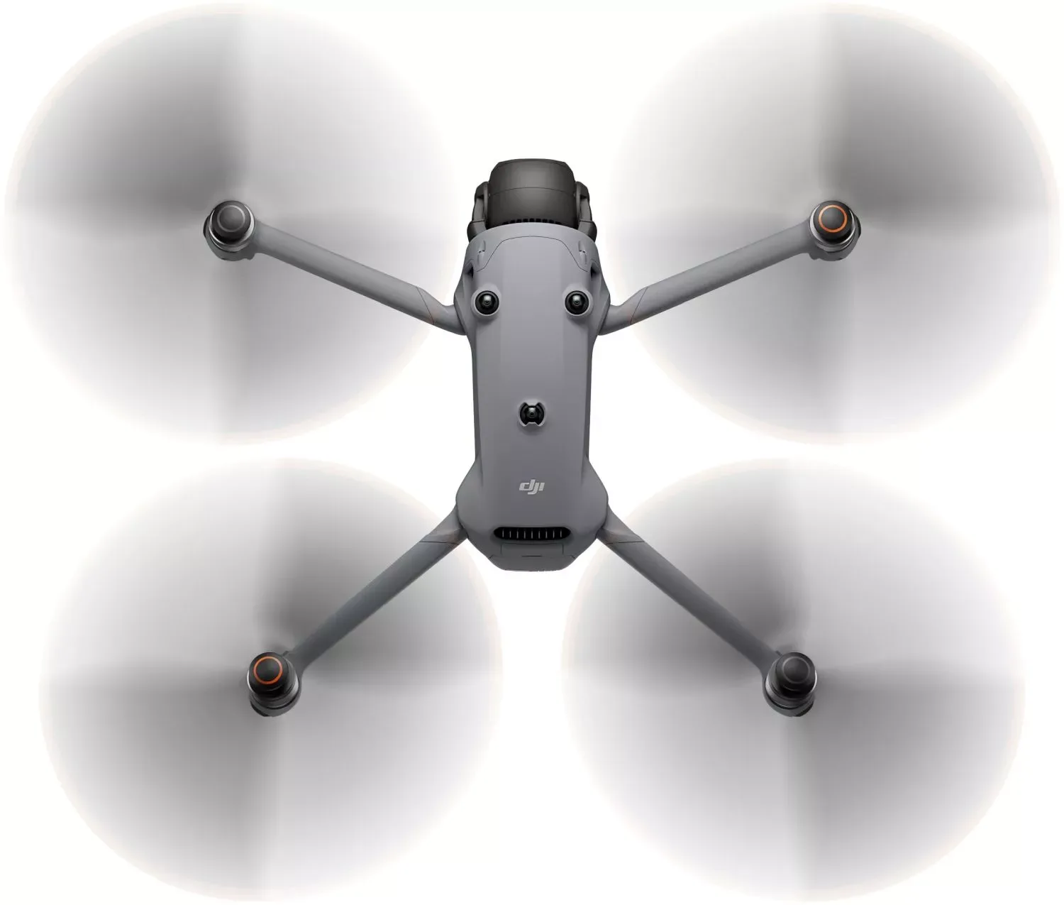 Mavic 4 Pro seen from above with spinning propellers